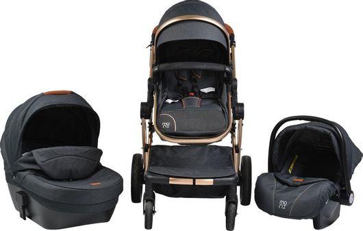 Πολυκαρότσι Μωρού Cangaroo 3 σε 1 Polly με Ρυθμιζόμενο Προσανατολισμό Θέσης Μαύρο