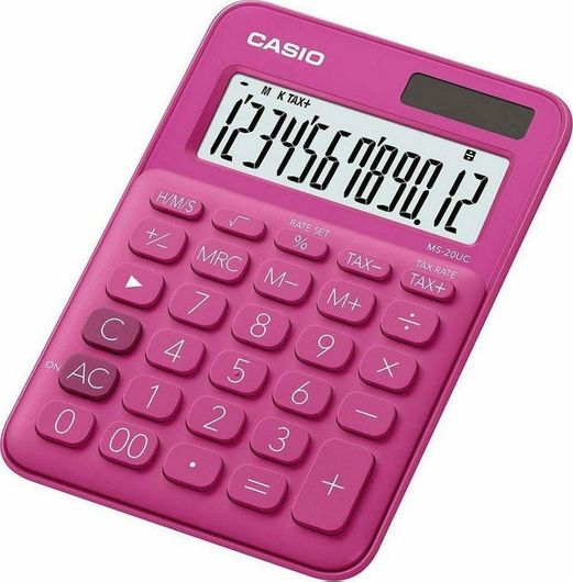Αριθμομηχανή Casio Λογιστική MS-20UC 031574 12 Ψηφίων Ροζ