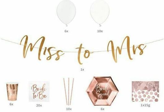 Σετ Πάρτι PartyDeco για Bachelorette Miss to Mrs 60τμχ