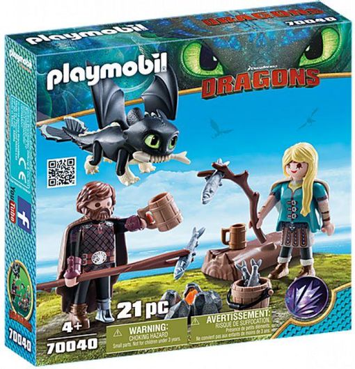 Playmobil Dragons Ο Ψάρης & η Άστριντ με ένα Δρακούλη για 4+ Ετών
