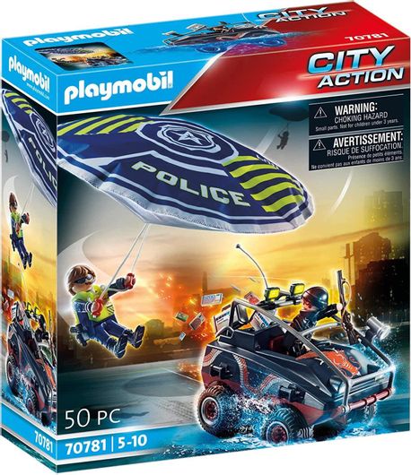 Playmobil City Action Καταδίωξη Αμφίβιου Οχήματος από Αστυνομικό Αλεξίπτωτο για 5+ Ετών #70781