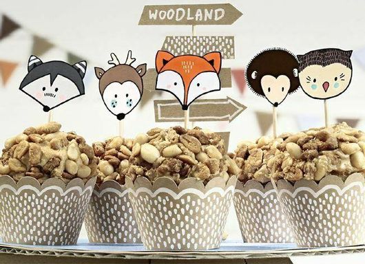 Σετ Partydeco Zfm1 Cupcake Ζώα Δάσους Woodland 6τμχ Πολύχρωμο