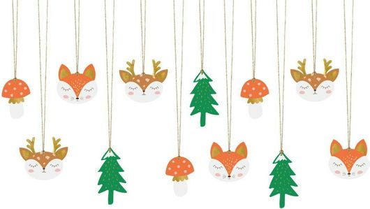 Καρτελάκια PartyDeco ZDZ22 Για Δώρα Ζώα Δάσους 12τμχ