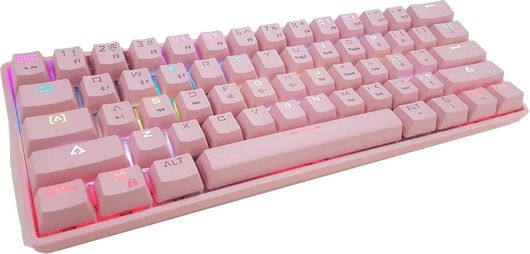Gaming Μηχανικό Πληκτρολόγιο BGK61 με Φωτιζόμενα Πλήκτρα Αγγλικά US Ροζ