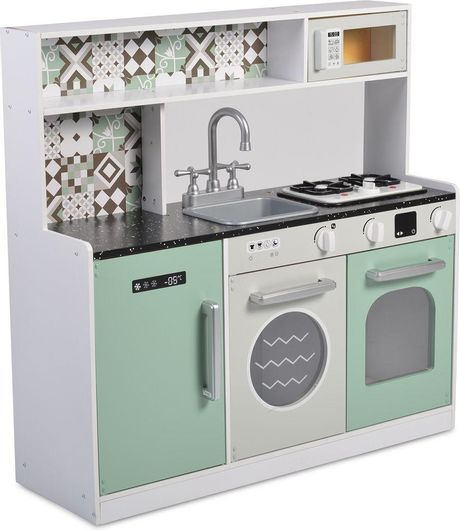 Παιχνίδι Moni Ξύλινη Παιδική Κουζίνα με Φώτα Νεροχύτη & Φούρνο Μικροκυμάτων για 3+ Ετών 80 cm