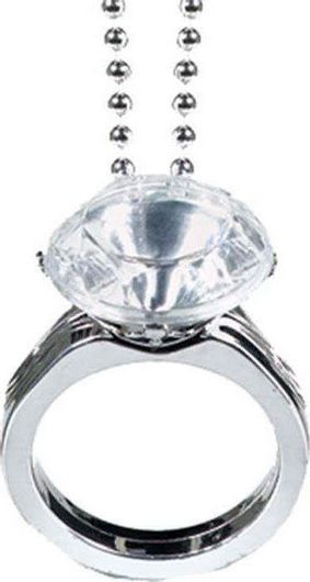 Κολιέ Μονόπετρο Amscan 9900512 μεγάλο Ασημί