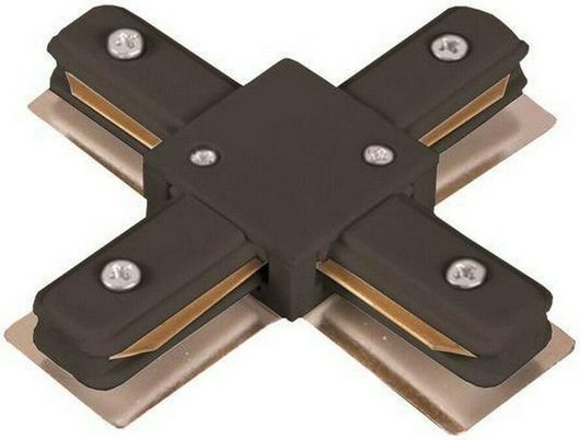 Σύνδεσμος Ράγας Φωτιστικού Eurolamp 145-55141 από Αλουμίνιο Σταυρός 2 Καλωδίων για Σποτ Μαύρο