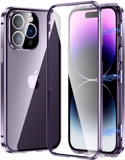 Θήκη Κινητού Mad Mask 360 Full Cover για Apple iPhone 14 Pro Max Πλαστικό / Tempered Glass Μοβ