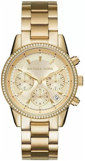 Γυναικείο Ρολόι Michael Kors Mk6356 Ritz Χρονογράφος Stainless Steel Μπρασελέ Χρυσό