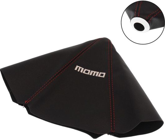 Κάλυμμα Λεβιέ Ταχυτήτων Αυτοκινήτου Φ30cm από Συνθετικό Δέρμα με Κόκκινες Ραφές Μαύρο