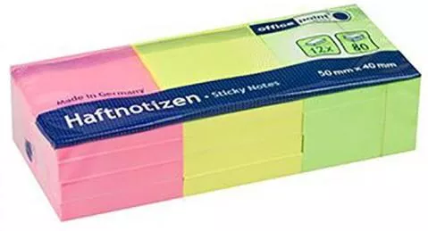 Αυτοκόλλητα Σημειώσεων Office Point Αυτοκόλλητα 80 Φύλλων 5x4cm Σετ 12τμχ