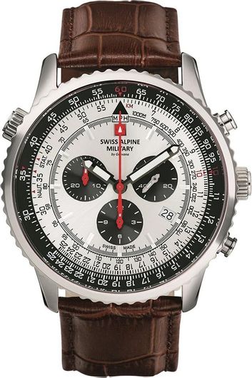 Ανδρικό Ρολόι Swiss Alpine Military 10607920 με Δερμάτινο Λουράκι Καφέ