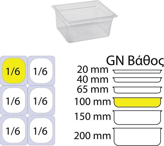 Σκεύος Τροφίμων KAPP KAPP46016100 Χωρίς Καπάκι PC GN1/6 162x176mm