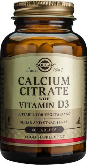 Solgar Calcium Citrate with Vitamin D3 60 Ταμπλέτες