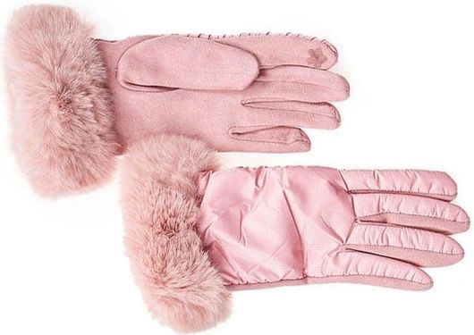 Γυναικεία Γάντια Verde 02-695 One Size με Γούνα Ροζ