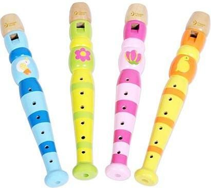 Πνευστό Φλάουτο Classic World Ξύλινο σε Διάφορα Σχέδια 1τμχ για 3+ Ετών