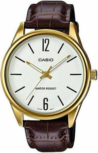 Γυναικείο Ρολόι Casio MTP-V005GL-7B με Δερμάτινο Λουράκι Καφέ