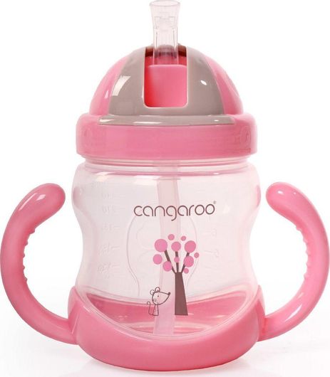 Παιδικό Ποτηράκι Cangaroo με Καλαμάκι για 6+ Μηνών 280ml Ροζ