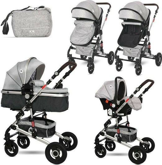 Καρότσι Μωρού Lorelli Alba 3 σε 1 Premium Opaline από Νεογέννητο Γκρι
