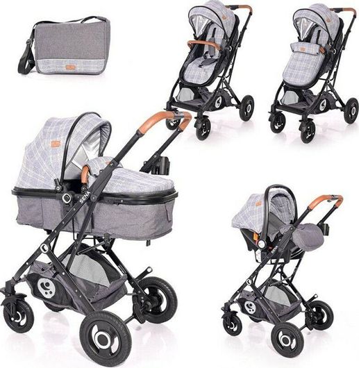 Καρότσι Μωρού Lorelli Sena 10021612000 3 σε 1 Squared Από Νεογέννητο Γκρι