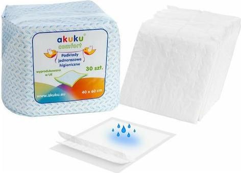 Σελτεδάκια Μωρού μιας Χρήσης Akuku Comfort A0377 Πολυχρηστικά Αδιαβροχοποιημένα 40x60cm 30τμχ Λευκό