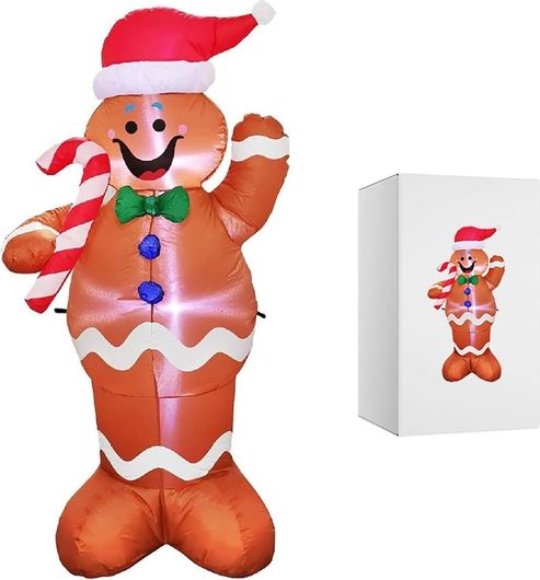 Χριστουγεννιάτικος Μπισκοτούλης Xmasfest 1133145 Φουσκωτός με Φως Ρεύματος 150cm Καφέ