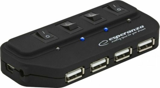 USB 2.0 Hub Esperanza EA127B με Εξωτερική Παροχή Ρεύματος Μαύρο