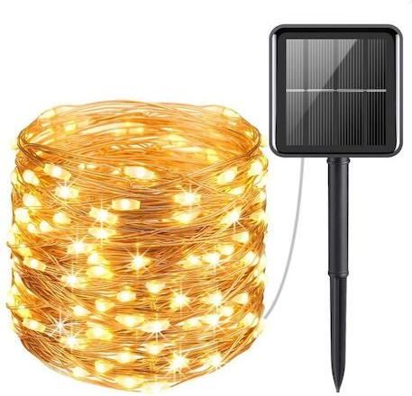 Χριστουγεννιάτικα Λαμπάκια 20m 200 Led Ηλιακά Αδιάβροχα Κίτρινο