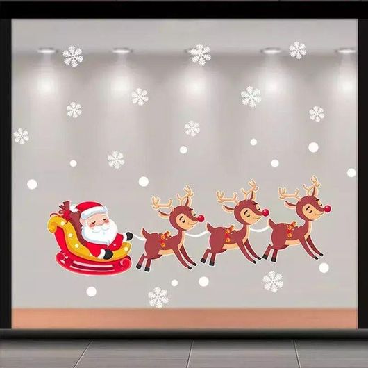 Χριστουγεννιάτικο Αυτοκόλλητο Τζαμιών & Βιτρίνας Έλκηθρο Άγιου Βασίλη