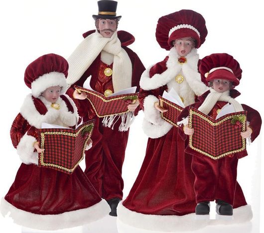 Χριστουγεννιάτικη Φιγούρα Οικογένεια Κάλαντα Iliadis Βελούδινo Σετ 4τμχ Μπορντω