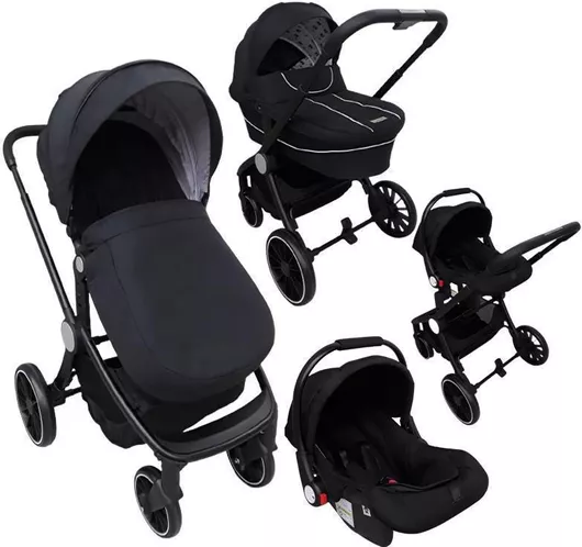 Πολυκαρότσι Beboulino Tortoni 3 σε 1 για Νεογέννητο Μαύρο