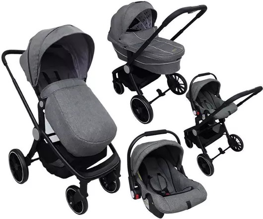 Πολυκαρότσι Beboulino Tortoni 3 σε 1 για Νεογέννητο Γκρι
