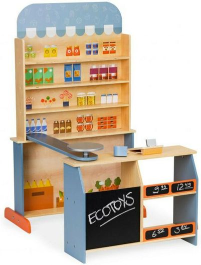 Παιδικό Παιχνίδι Supermarket Ecotoys 4426 Πάγκος Καταστήματος με Ράφια Ξύλινο 54x78x110cm