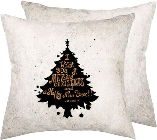 Tree I Wish You A Merry Christmas & A Happy New Year 40x40cm Γκρι
