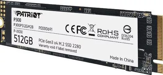 SSD Patriot P300 512GB M.2 NVMe PCI Express 3.0