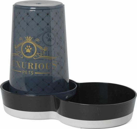 Ποτίστρα & Ταΐστρα Σκύλου Moderna Tasty Jumbo Luxurious Πλαστικό Μπολ Με Δοχείο 2 Θέσεων 3.75Lt Μαύρο