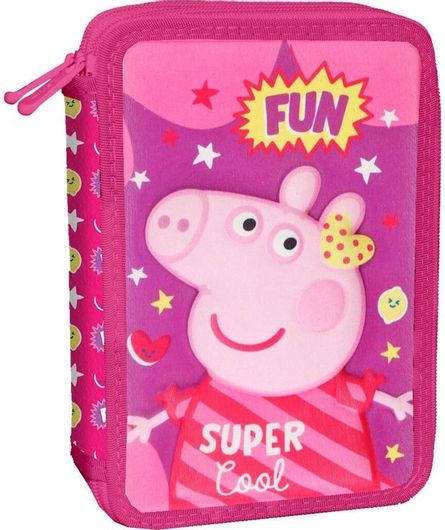 Σχολική Κασετίνα Διακάκης Peppa Pig με 2 Θήκες Ροζ