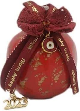 Χριστουγεννιάτικο Γούρι 40420 Ρόδι Κεραμικό Κόκκινο