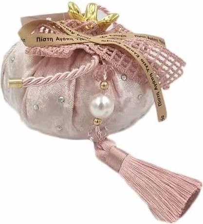 Χριστουγεννιάτικο Γούρι 40400 Ρόδι Βελουτέ Ροζ