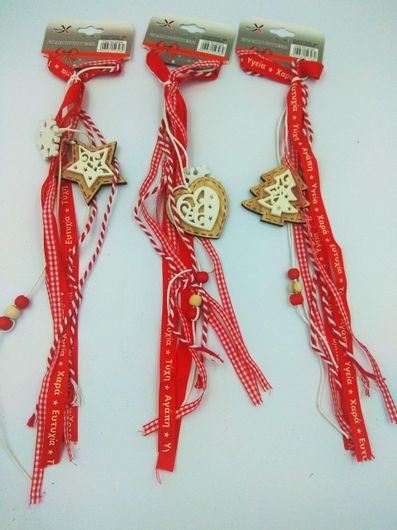 Χριστουγεννιάτικο Γούρι 54396 Στολίδι με Καρδιά Άστρο Έλατο