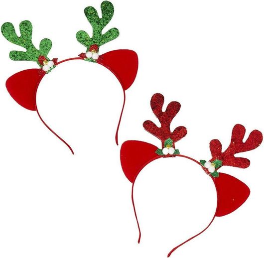 Χριστουγεννάτικη Στέκα Τάρανδος Με Αυτάκια Πράσινη Με Glitter Τυχαία Επιλογή Σχεδίου