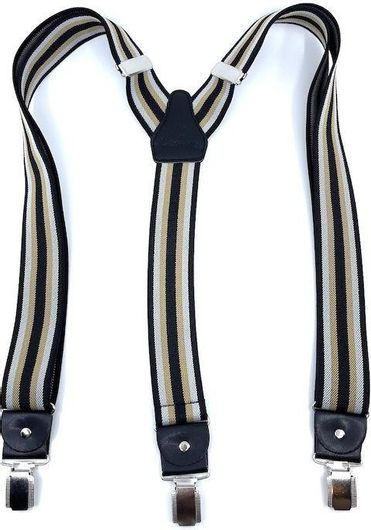 Τιράντες Legend Accessories L-041-S27 Ελαστικές Ριγέ Μαύρο Μπεζ Εκρου