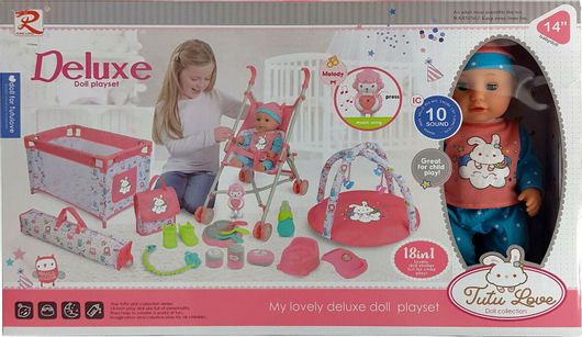 Σετ Μωρό BlablaToys με Καρότσι & Κούνια Για 3+ Ετών