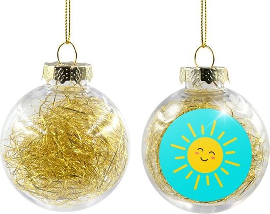 Χριστουγεννιάτικη Μπάλα Happy Sun Πλαστική 8cm Διάφανο/Χρυσό