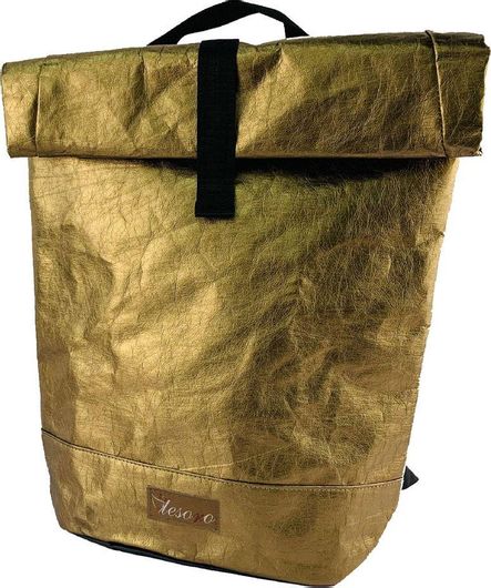 Διακάκης Τσάντα Πλάτης Tesoro 29x11,5x48cm Χρυσό Washable Paper 000582179