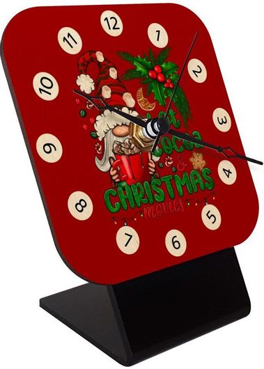 Επιτραπέζιο Ρολόι koupakoupa Hot Cocoa And Christmas Movies Φυσικό Ξύλινο 10cm
