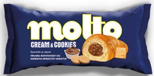 Κρουασάν Molto Cream & Cookies με Γεύση Πραλίνα 98gr