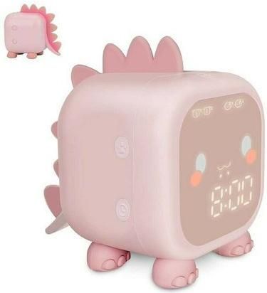 Παιδικό Ξυπνητήρι Kids Alarm Dinosaur με Φωτάκι για τη Νύχτα Ροζ
