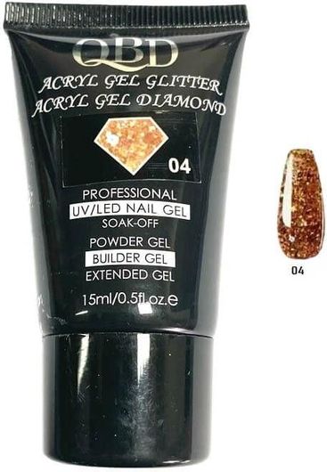 Acrygel Νυχιών QBD Glitter 04 15ml Χρυσό