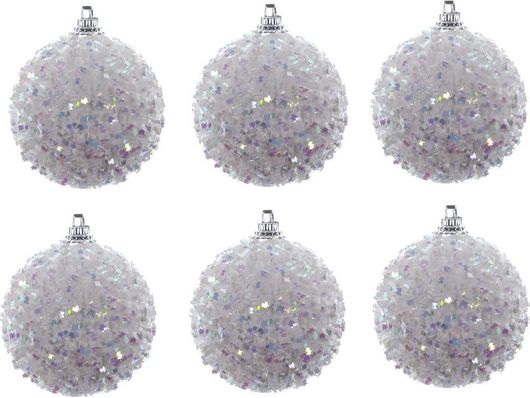 Χριστουγεννιάτικες Μπάλες VSJ74A019 Πλαστικές 5cm 6τμχ Λευκό